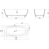 Mexen Torino freistehende Badewanne aus Konglomerat 175 x 78 cm, weiß matt - 57271757800