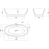 Mexen Bilbao freistehende Badewanne 180 x 90 cm, weiß, Überlauf Gun Metal - 51311809000-95