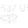 Mexen Celia freistehende Badewanne 170 x 75 cm, weiß, Überlauf gebürstetes Kupfer - 52331707500-65