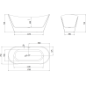 Mexen Celia freistehende Badewanne 170 x 75 cm, weiß/schwarz, Überlauf gebürstet gun gray - 52331707575-66