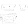 Mexen Eris freistehende Badewanne 155 x 80 cm, weiß/schwarz, Überlauf gebürstetes Nickel - 53441558075-97