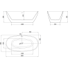Mexen Eris freistehende Badewanne 180 x 80 cm, weiß/schwarz, Überlauf gebürstetes Kupfer - 53441808075-65