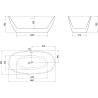 Mexen Eris freistehende Badewanne 180 x 80 cm, weiß/schwarz, Überlauf Gun Metal - 53441808075-95