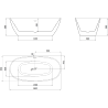 Mexen Eris freistehende Badewanne 180 x 95 cm, weiß, Überlauf gebürsteter Nickel - 53441809500-97