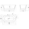 Mexen Flavia freistehende Badewanne 150 x 75 cm, weiß/schwarz, Überlauf gebürstetes Kupfer - 54031507575-65