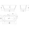 Mexen Flavia freistehende Badewanne 160 x 75 cm, weiß/schwarz, Überlauf gold - 54031608075-50