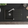 Mexen Bruno Granitspüle 1-Becken mit Abtropffläche und Küchenarmatur Rita, schwarz/gold metallic - 6513-75-670300-00