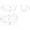 Mexen Flavia freistehende Badewanne 160 x 75 cm, weiß/schwarz, Überlauf schwarz - 54031608075-70