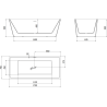 Mexen Lita freistehende Badewanne 170 x 75 cm, weiß, Überlauf gun gray gebürstet - 52121707500-66