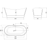 Mexen Montana freistehende Badewanne 170 x 80 cm, weiß, Überlauf weiß - 52011708000-20