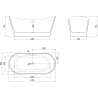 Mexen Montana freistehende Badewanne 170 x 80 cm, weiß/schwarz, Überlauf gebürsteter Nickel - 52011708075-97