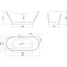 Mexen Montana freistehende Badewanne 180 x 90 cm, weiß/schwarz, Überlauf gebürsteter Nickel - 52011809075-97