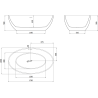 Mexen Nike freistehende Badewanne 175 x 100 cm, weiß, Überlauf Gun Metal - 54071751000-95