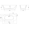 Mexen Roxy freistehende Badewanne 180 x 85 cm, weiß, Überlauf gold - 51201808500-50