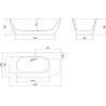 Mexen Roxy freistehende Badewanne 180 x 85 cm, weiß, Überlauf Gun Metal - 51201808500-95