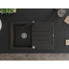Mexen Bruno Granitspüle 1-beckig mit Abtropffläche und Küchenarmatur Rita, schwarz/silber Metallic - 6513-73-670300-70