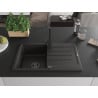 Mexen Bruno Granitspüle 1-Becken mit Abtropffläche und Küchenarmatur Rita, schwarz/gold metallic - 6513-75-670300-70-B