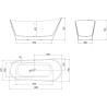 Mexen Dora freistehende Badewanne 150 x 75 cm, weiß/schwarz, Überlauf chrom - 52071507575-01