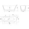 Mexen Dora freistehende Badewanne 160 x 75 cm, weiß, Überlauf Roségold - 52071607500-60