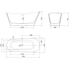 Mexen Dora freistehende Badewanne 170 x 75 cm, weiß, schwarzer Überlauf - 52071707500-70