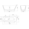 Mexen Dora freistehende Badewanne 170 x 75 cm, weiß/schwarz, Überlauf weiß - 52071707575-20