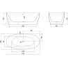 Mexen Lira freistehende Badewanne Muster 170 x 80 cm, weiß, schwarzer Überlauf - 52831708000-70