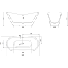 Mexen Lotos freistehende Badewanne 150 x 75 cm, weiß/schwarz, goldener Überlauf - 52051507775-50