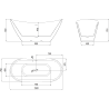Mexen Lotos freistehende Badewanne 150 x 75 cm, weiß/schwarz, Überlauf gebürsteter Nickel - 52051507775-97