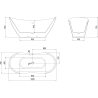 Mexen Lotos freistehende Badewanne 160 x 75 cm, weiß/schwarz, Überlauf gold - 52051607775-50
