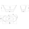 Mexen Lotos freistehende Badewanne 170 x 75 cm, weiß, Überlauf gebürstetes Kupfer - 52051707700-65