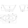 Mexen Lotos freistehende Badewanne 180 x 75 cm, weiß/schwarz, Überlauf chrom - 52051807775-01