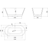 Mexen Luna freistehende Badewanne 140 x 75 cm, weiß/schwarz, Überlauf gun grau gebürstet - 52031407575-66