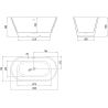 Mexen Luna freistehende Badewanne 150 x 75 cm, weiß, Überlauf Gun Metal - 52031507500-95