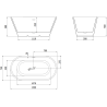 Mexen Luna freistehende Badewanne 150 x 75 cm, weiß/schwarz, Überlauf gebürsteter Nickel - 52031507575-97