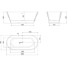 Mexen Luna freistehende Badewanne 160 x 75 cm, weiß, Überlauf Gun Gray gebürstet - 52031607500-66