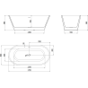 Mexen Luna freistehende Badewanne 170 x 80 cm, weiß, Überlauf gun gray gebürstet - 52031708000-66