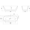 Mexen Luvo Slim freistehende Badewanne 170 x 75 cm, weiß/schwarz, Überlauf gebürstetes Nickel - 52801707575-97
