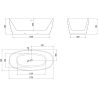 Mexen Olea freistehende Badewanne Muster 170 x 80 cm, weiß, Überlauf schwarz - 52821708000-70