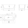 Mexen Oval freistehende Wandbadewanne 150 x 75 cm, weiß, Überlauf gun grey gebürstet - 52671507500-66