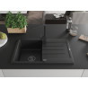Mexen Bruno Granitspüle 1-Becken mit Abtropffläche und Küchenarmatur Rita, schwarz - 6513-77-670300-70-B