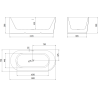 Mexen Silo freistehende Eckbadewanne links geriffelt 150 x 75 cm, weiß, Überlauf gebürsteter Nickel - 52891507500L-97