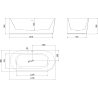 Mexen Silo freistehende linke Eckbadewanne geriffelt 170 x 80 cm, weiß/schwarz, Überlauf gebürstet gold - 52891708075L-55