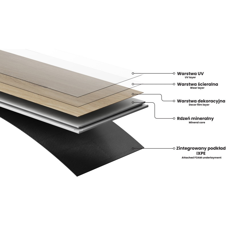 Mexen Perry Probe von Vinylpaneelen LVT Dryback 2,5 mm, PVC-Unterlage, 4 V-Fuge, Eiche - F1321-S