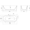Mexen Mia freistehende Eckwanne links 140 x 75 cm, weiß/schwarz, Überlauf gun gray gebürstet - 52691407575L-66