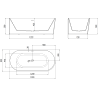 Mexen Mia freistehende Eckbadewanne links 180 x 80 cm, weiß/schwarz, Überlauf gebürstetes Kupfer - 52691808075L-65
