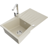 Mexen Cesar Granitspüle 1-Becken mit Abtropffläche und Küchenarmatur Rita, beige - 6514-69-670300-00