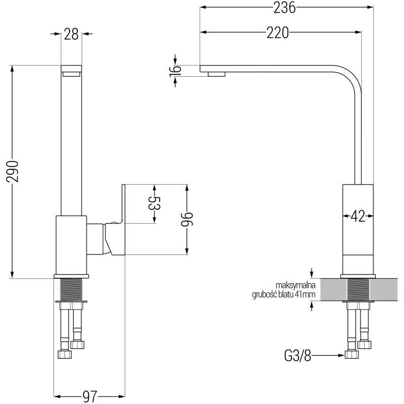 Mexen Cesar Granitspüle 1-beckig mit Abtropffläche und Küchenarmatur Rita, schwarz - 6514-77-670300-00