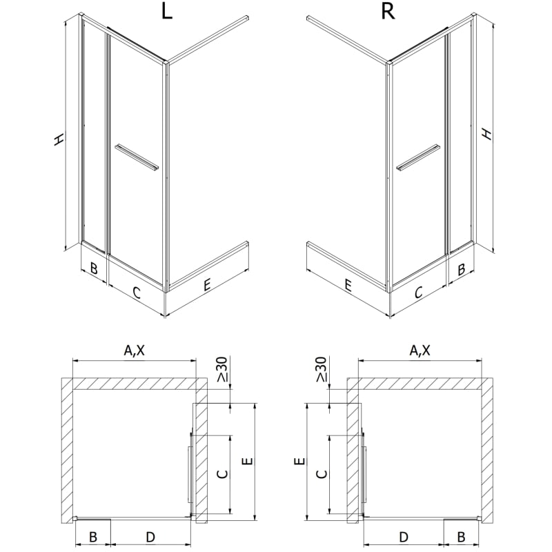 Mexen Linea Schiebetüren für die Dusche 100 cm, transparent, chrom - 8E1-100-000-01-01