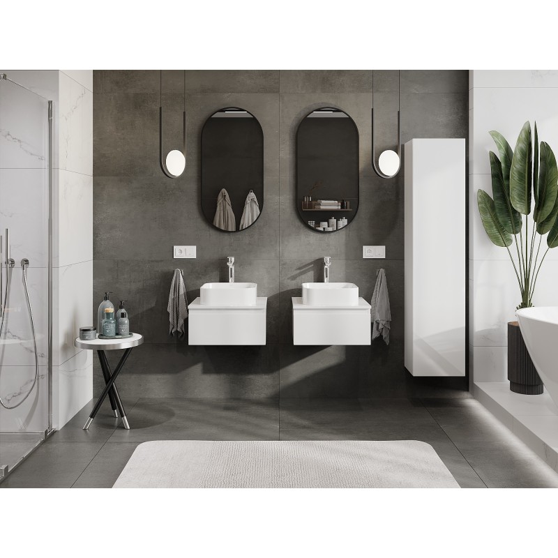 Mexen Orio Badezimmerunterschrank 50 cm mit Arbeitsplatte, 1 Schublade, weiß glänzend - 91A10-05023-1-BFC00