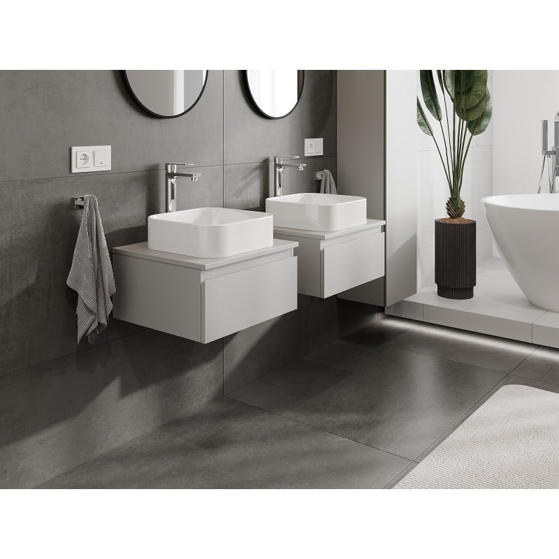 Mexen Orio Badezimmerschrank unter dem Waschbecken 50 cm mit Arbeitsplatte, 1 Schublade, grau matt - 91A10-05023-1-BFC62